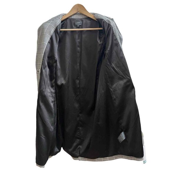 Bardot Gray Monochrome Glenchek Belted Double Breasted Trench Coat Size 6 Medium - Picture 11 of 15